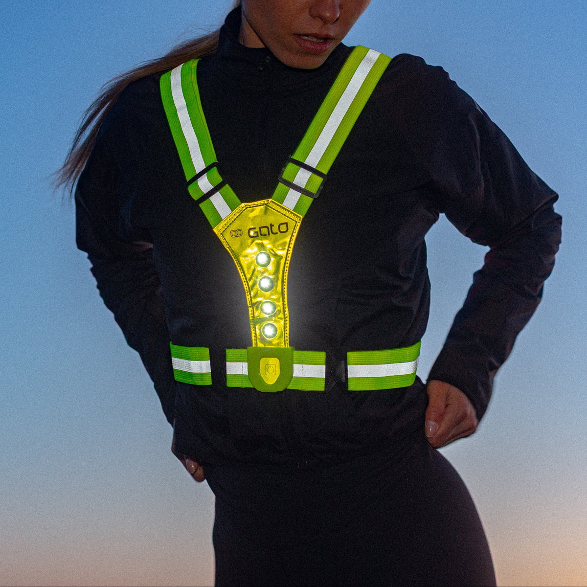 LED USB-laetav jooksu helkurvest / kollane